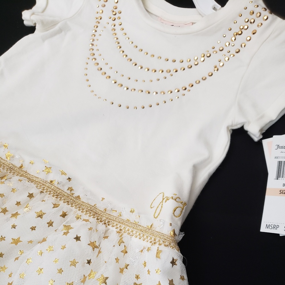 Juicy Couture Girls 2T Tulle Gold Star Dress